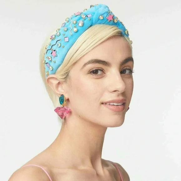 Barbie x Lele Sadoughi knotted headband LELE SADOUGHI X BARBIE™ FUCHSIA SWIRL PRINT HOLLY HEADBAND  main image 4